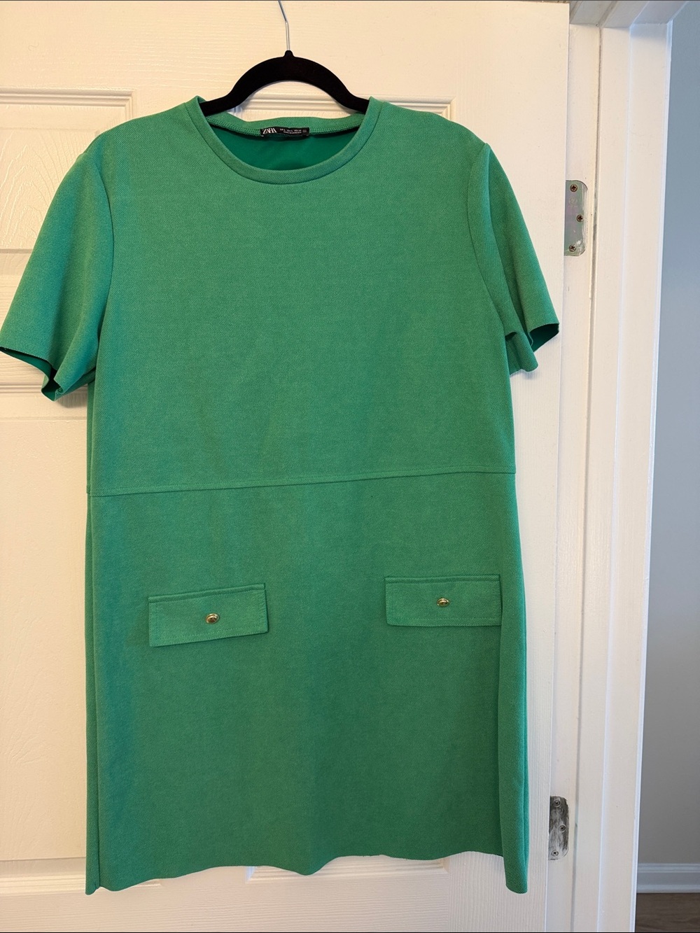Zara Emerald Green Mini Dress with Pocket Flaps